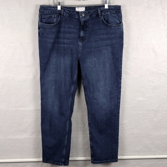 Fat Face UK Women Chesham Girlfriend Blue Dark Wash High Rise Straight Leg Jean - Picture 13 of 14